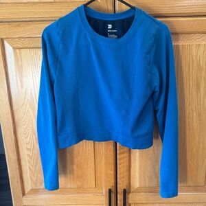 Blue Long Sleeve Ribbed Active Top
